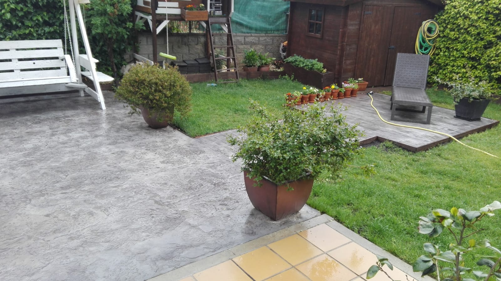 Terrasse en béton imprimé réalisée par LTI Construct